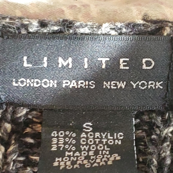 Limited Women Long Sleeve V-Neck Pullover Sweater Charcoal Size S Wool Mix - Picture 3 of 7